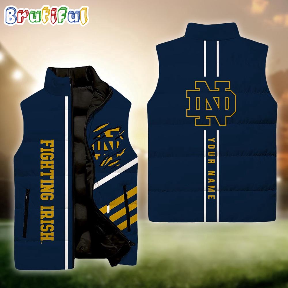 NCAA Notre Dame Fighting Irish Sport Team Personalized Sleeveless Down Puffer Jacket