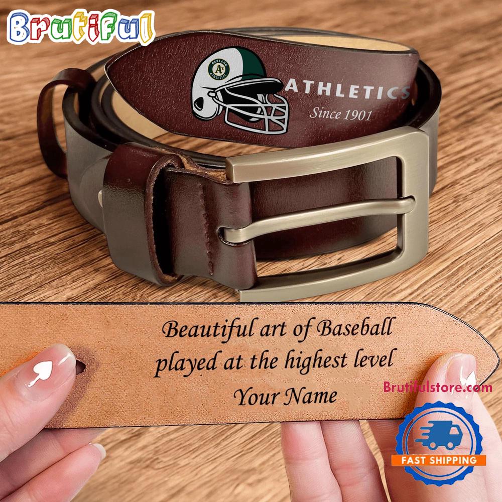 NCAA Oakland Athletics Sport Logo Helmets Men's Leather Belt