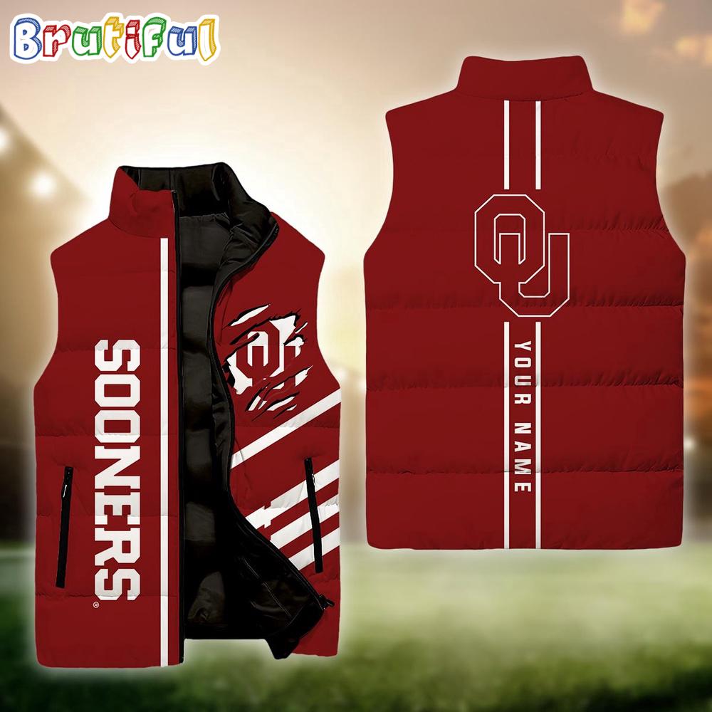 NCAA Oklahoma Sooners Sport Team Personalized Sleeveless Down Puffer Jacket