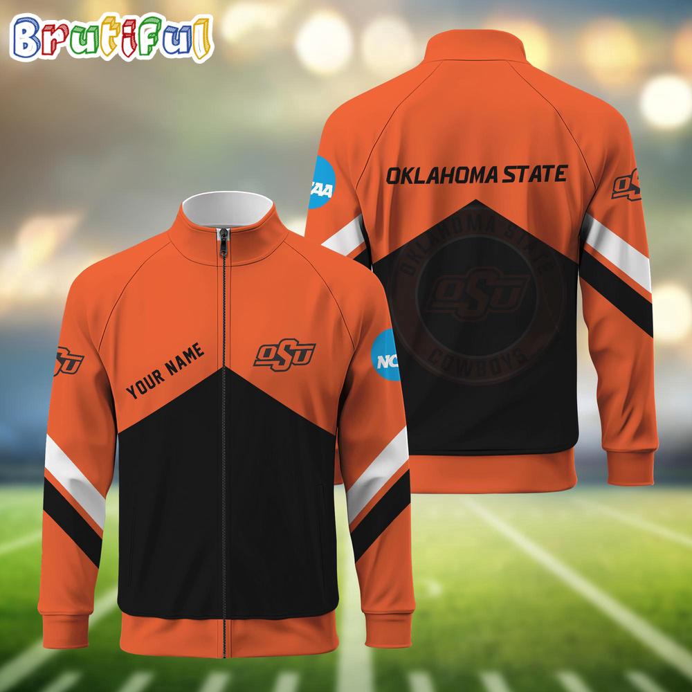 NCAA Oklahoma State Cowboys Sport Logo Team Personalized Standing Neck Zipper Jacket