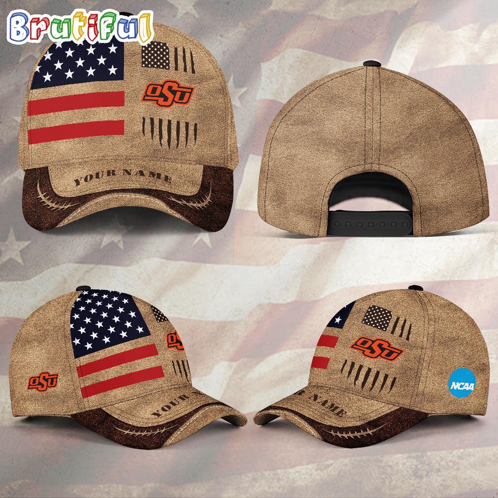 NCAA Oklahoma State Cowboys Sport Team Pesonalized American Flag Baseball Cap