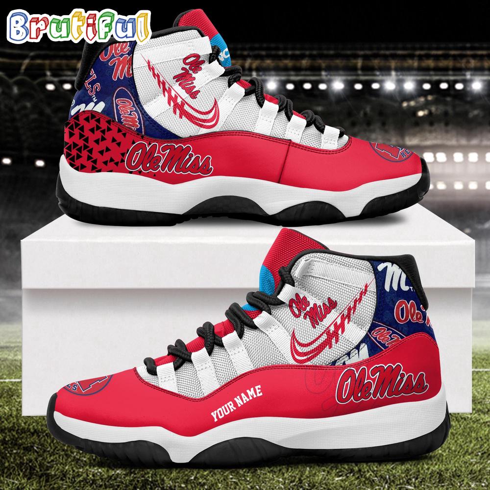 NCAA Ole Miss Rebels Sport Logo Team Personalized Air Jordan 11 Shoes