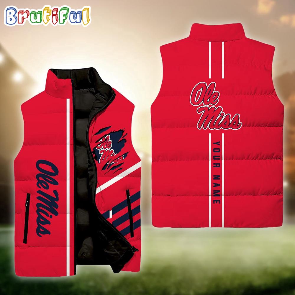 NCAA Ole Miss Rebels Sport Team Personalized Sleeveless Down Puffer Jacket