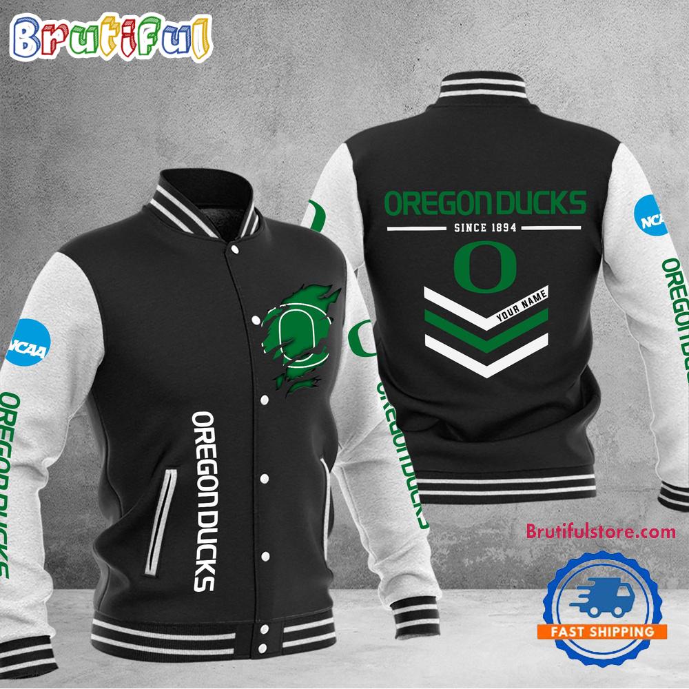 NCAA Oregon Ducks Personalized Sporty Varsity Baseball Jacket