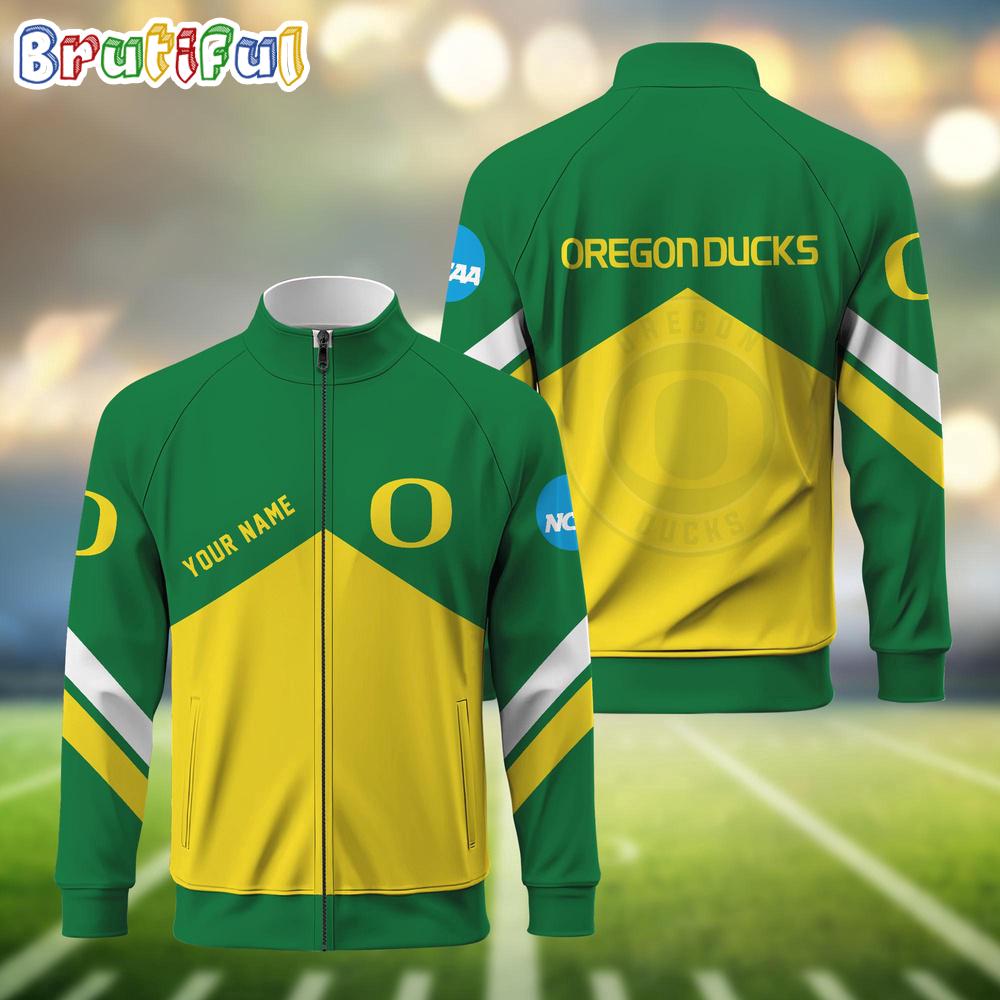 NCAA Oregon Ducks Sport Logo Team Personalized Standing Neck Zipper Jacket