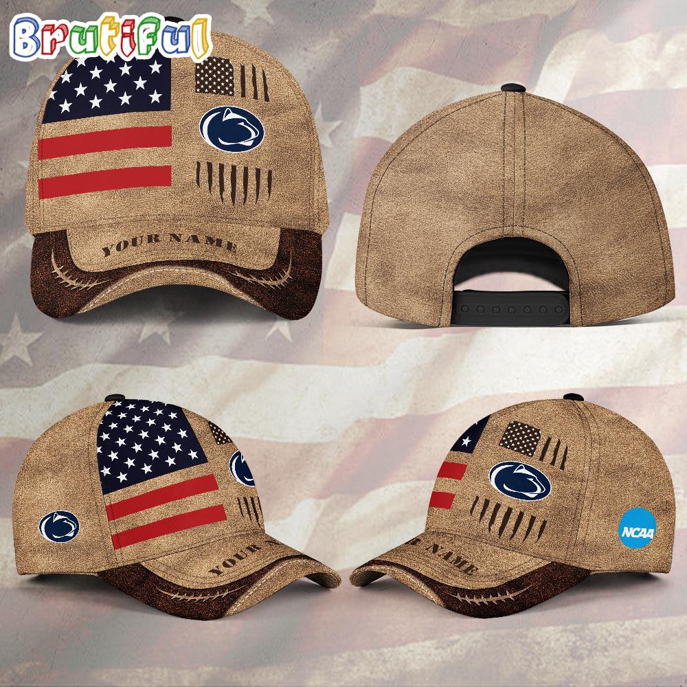NCAA Penn State Nittany Lions Sport Team Pesonalized American Flag Baseball Cap