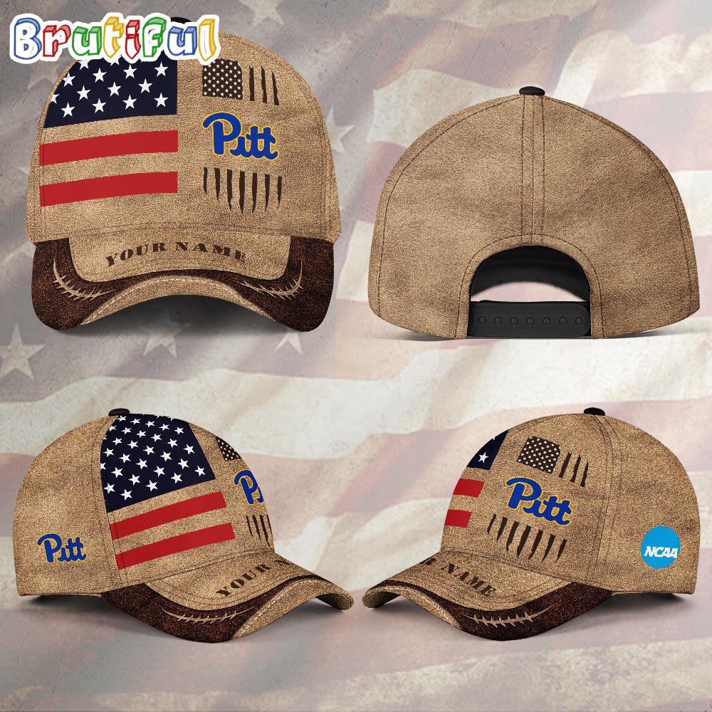 NCAA Pittsburgh Panthers Sport Team Pesonalized American Flag Baseball Cap