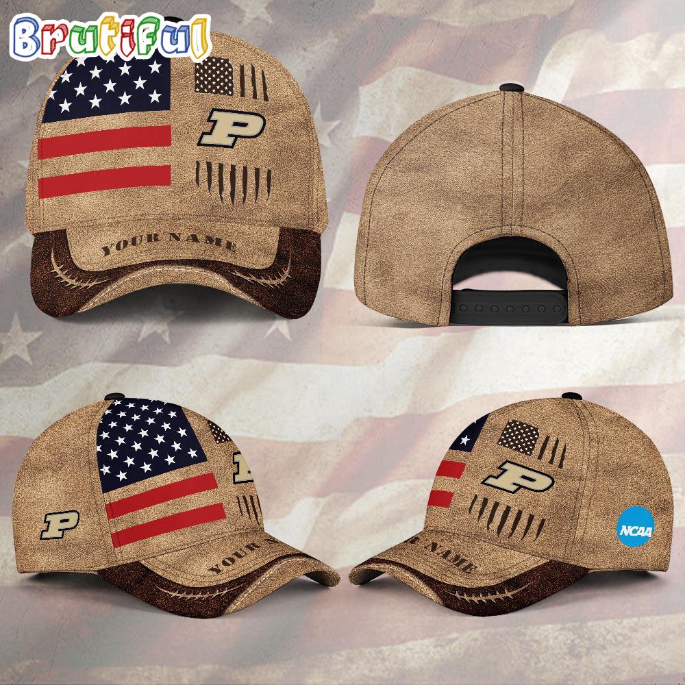 NCAA Purdue Boilermakers Sport Team Pesonalized American Flag Baseball Cap