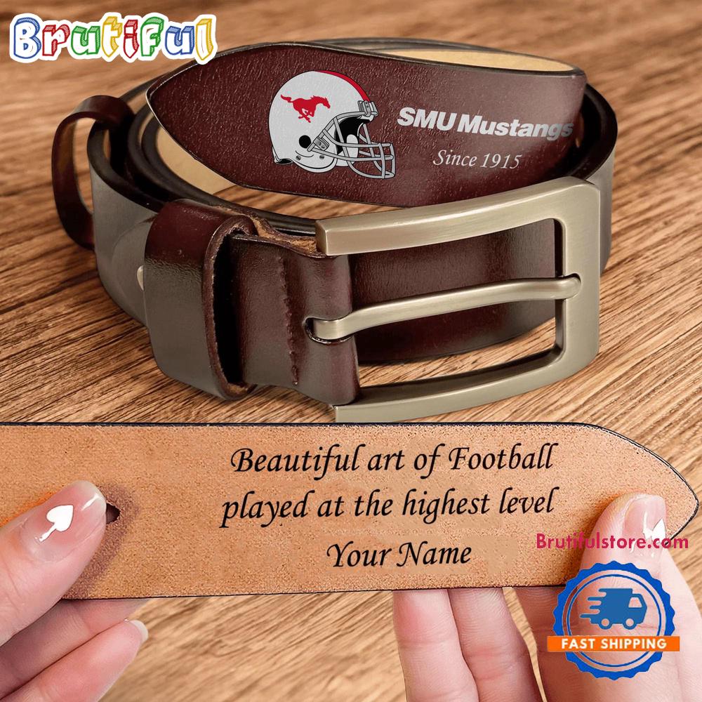 NCAA SMU Mustangs Sport Logo Helmets Men's Leather Belt