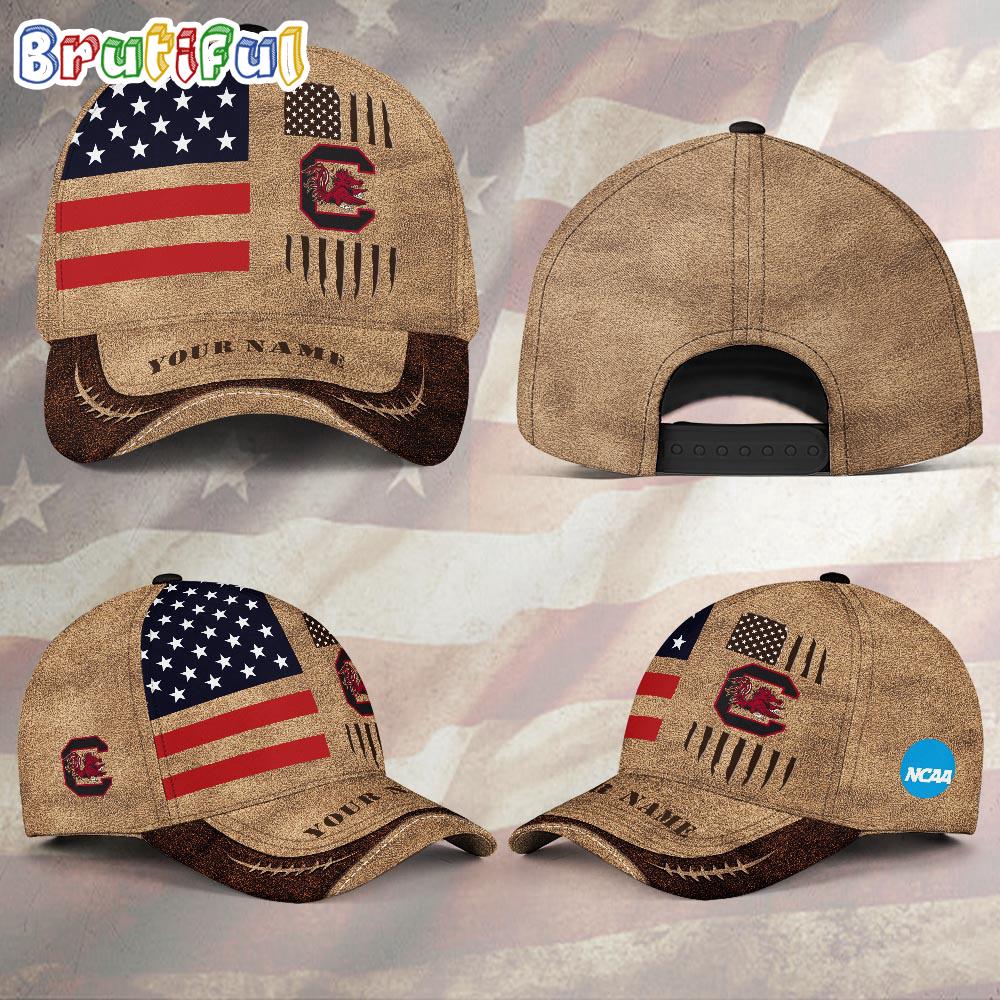 NCAA South Carolina Gamecocks Sport Team Pesonalized American Flag Baseball Cap