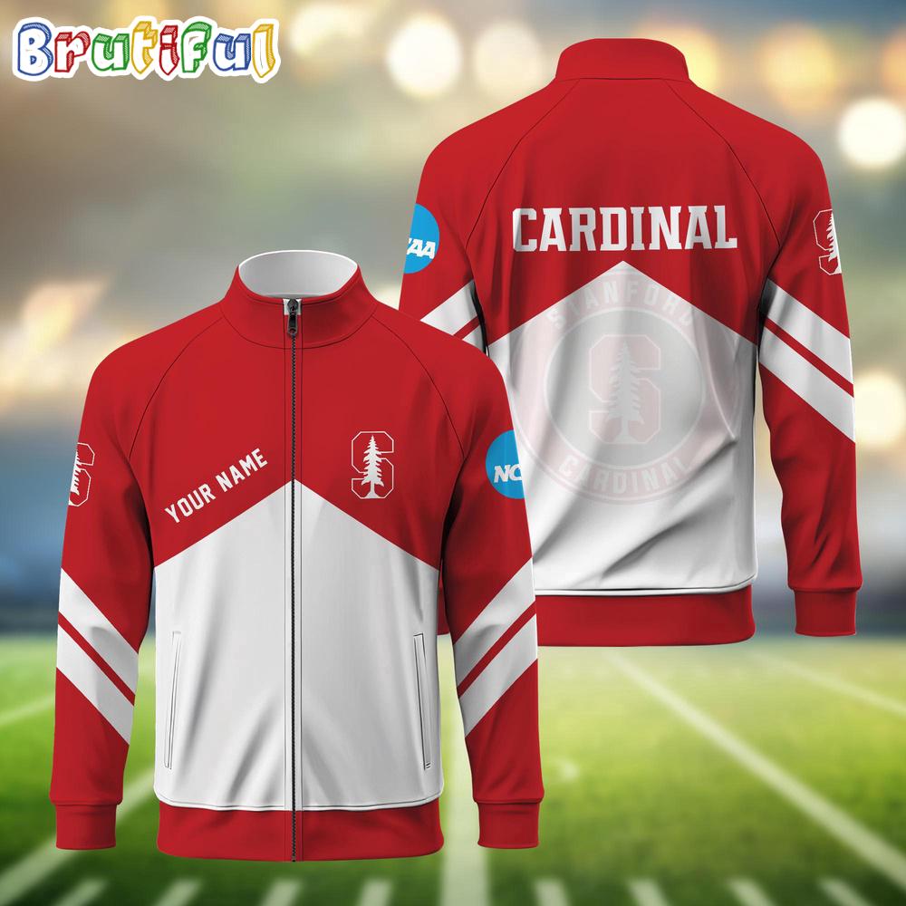 NCAA Stanford Cardinal Sport Logo Team Personalized Standing Neck Zipper Jacket