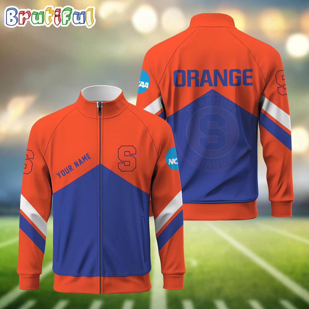 NCAA Syracuse Orange Sport Logo Team Personalized Standing Neck Zipper Jacket