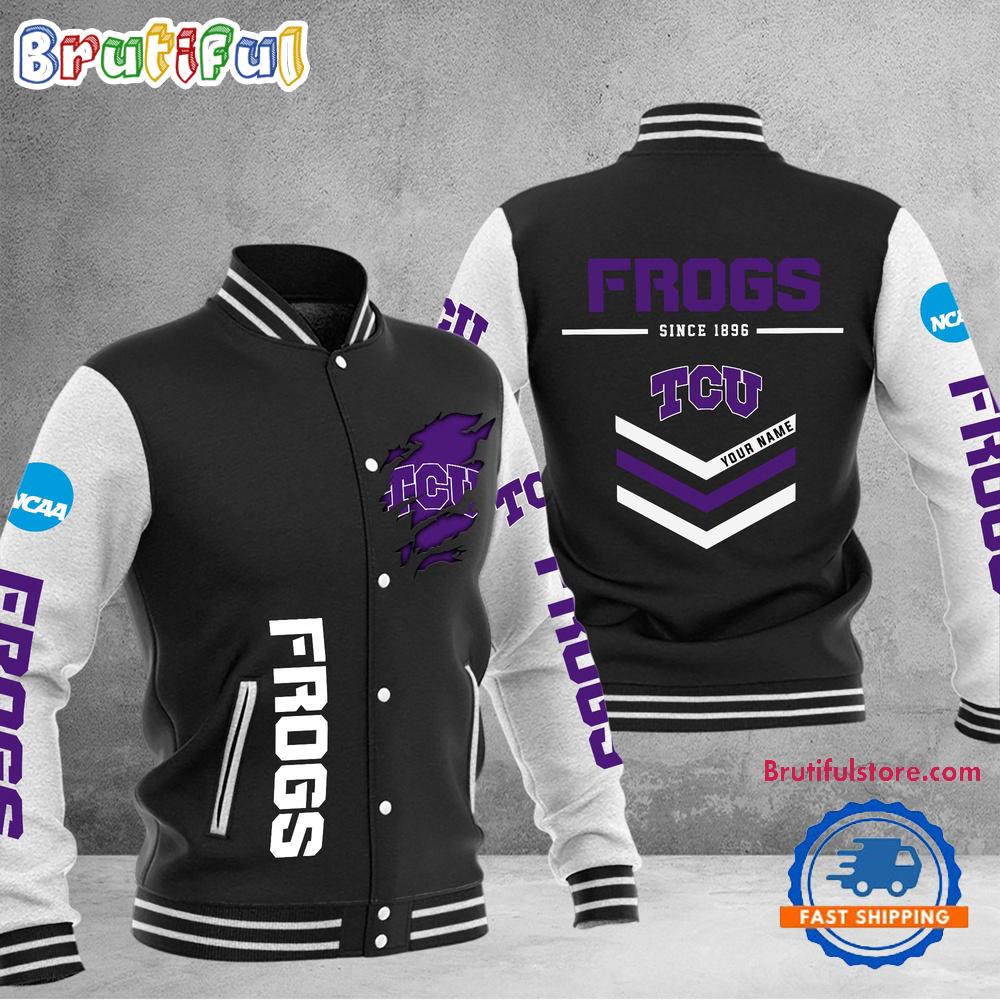 NCAA TCU Horned Frogs Personalized Sporty Varsity Baseball Jacket