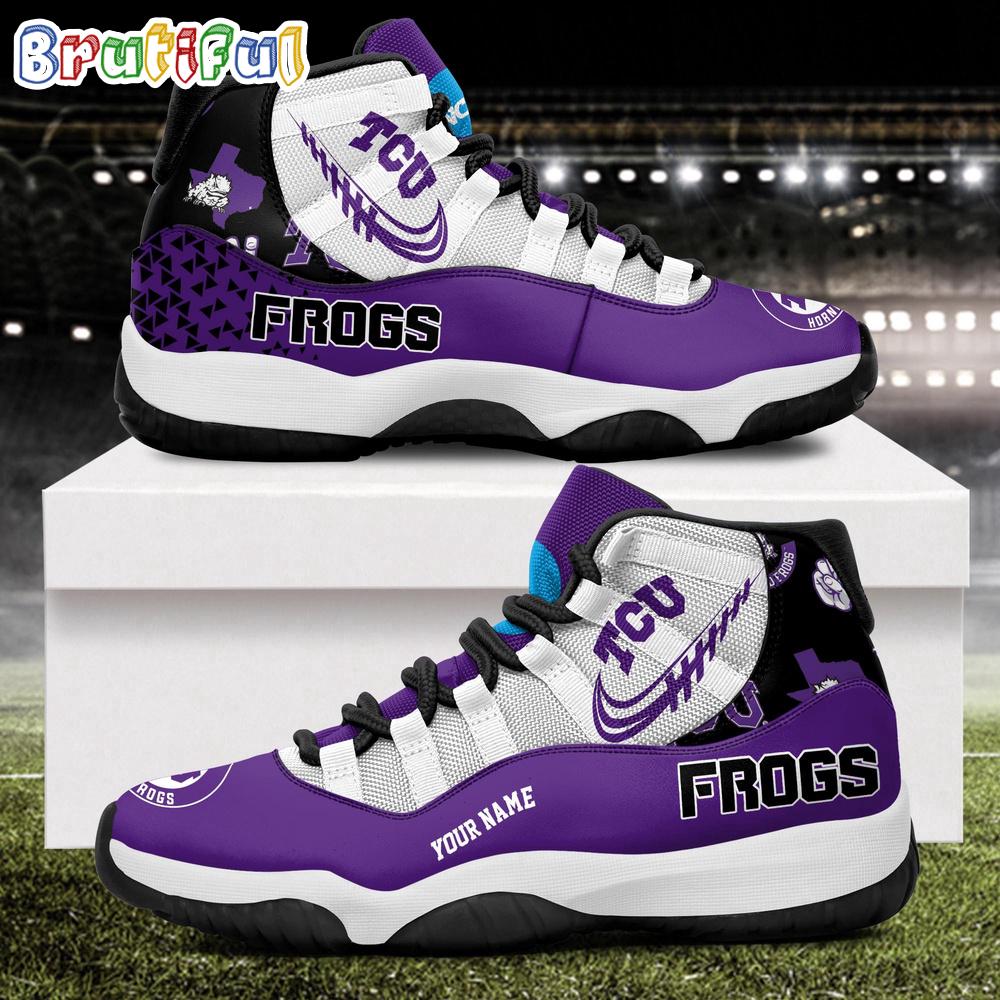 NCAA TCU Horned Frogs Sport Logo Team Personalized Air Jordan 11 Shoes