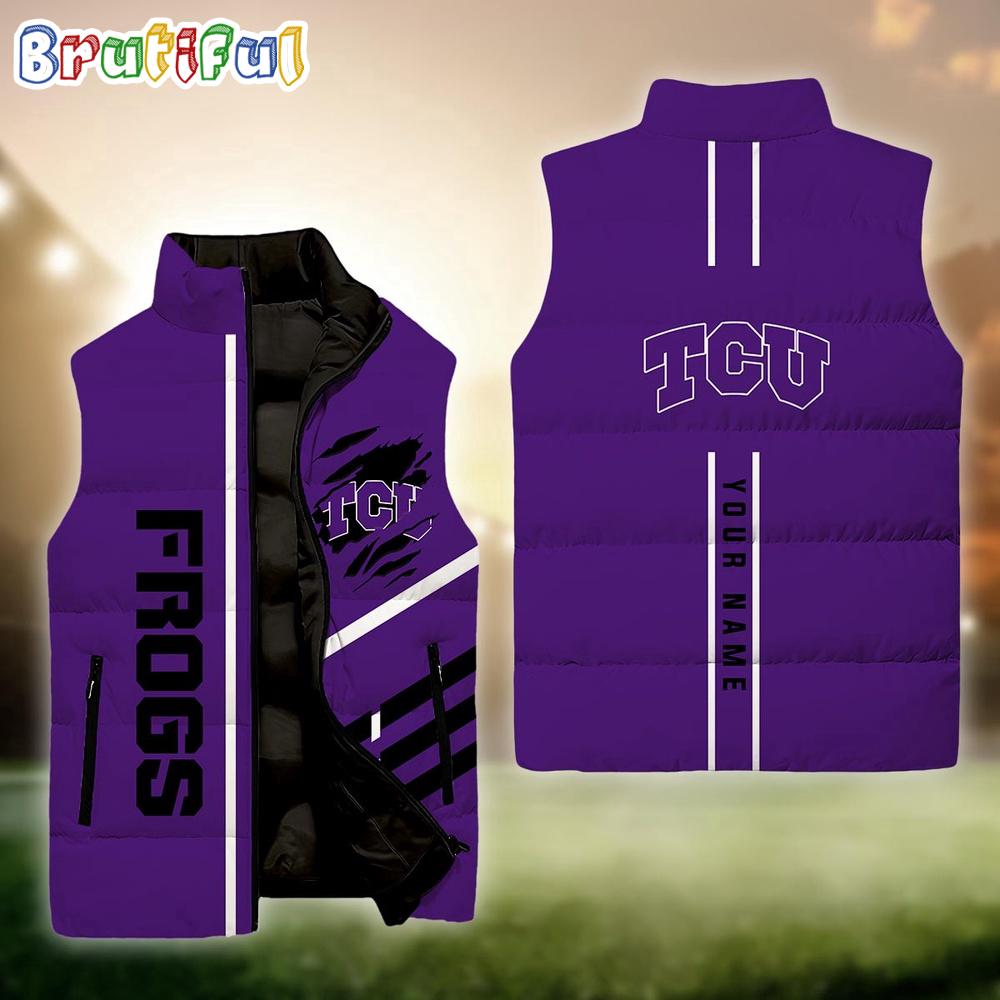 NCAA TCU Horned Frogs Sport Team Personalized Sleeveless Down Puffer Jacket