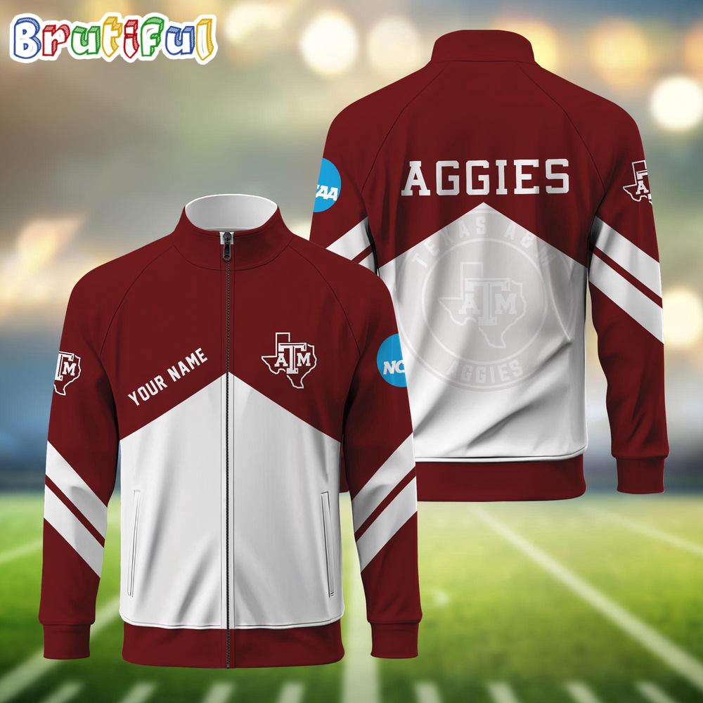 NCAA Texas A&M Aggies Sport Logo Team Personalized Standing Neck Zipper Jacket