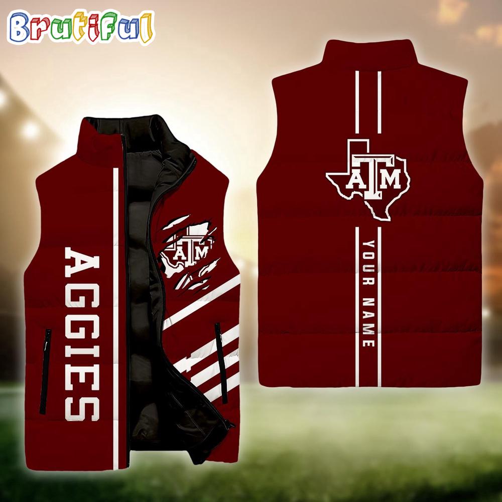 NCAA Texas A&M Aggies Sport Team Personalized Sleeveless Down Puffer Jacket