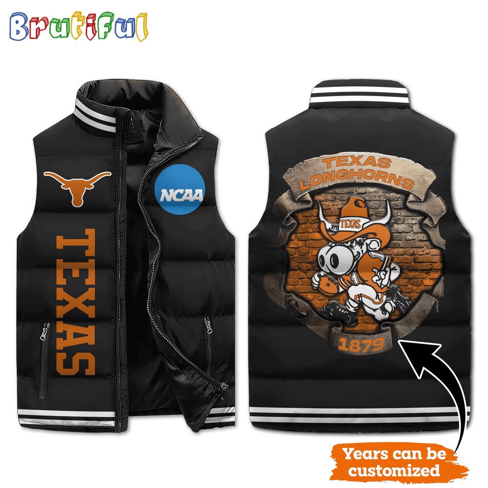 NCAA Texas Longhorns Mascot Sporty Design Sleeveless Puffer Jacket