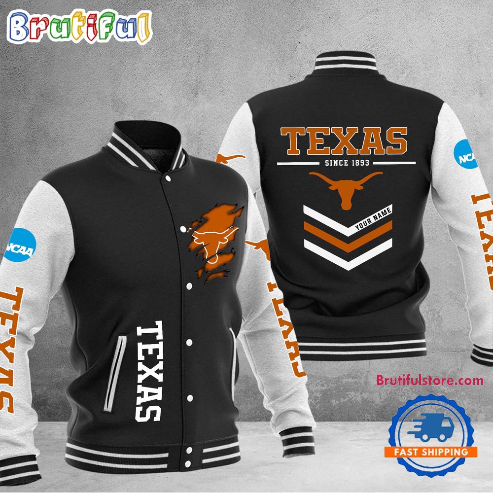 NCAA Texas Longhorns Personalized Sporty Varsity Baseball Jacket