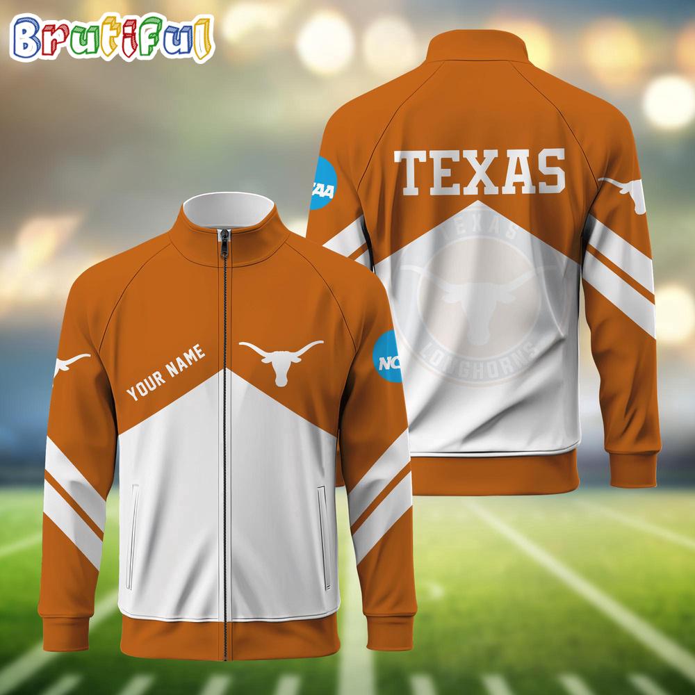 NCAA Texas Longhorns Sport Logo Team Personalized Standing Neck Zipper Jacket