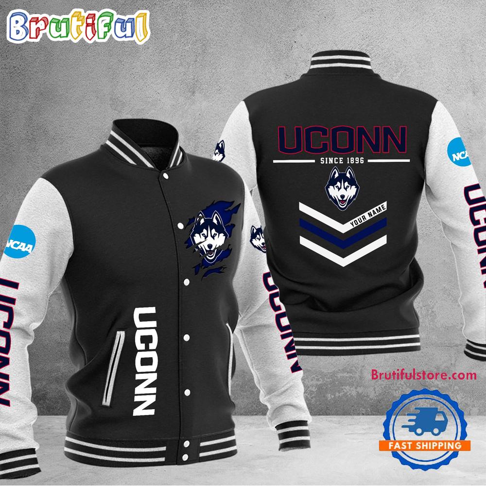 NCAA Uconn Huskies Personalized Sporty Varsity Baseball Jacket