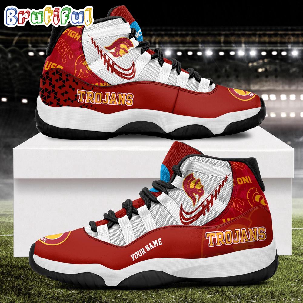 NCAA USC Trojans Sport Logo Team Personalized Air Jordan 11 Shoes
