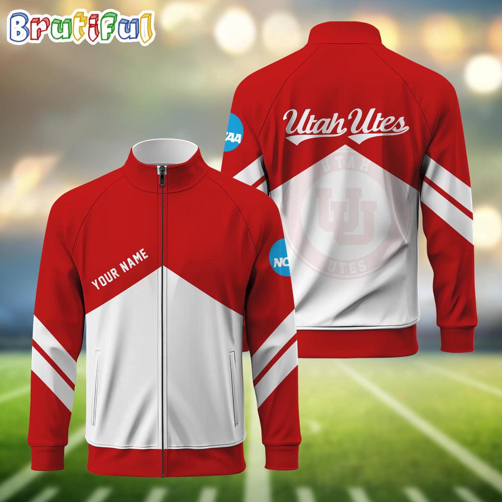 NCAA Utah Utes Sport Logo Team Personalized Standing Neck Zipper Jacket