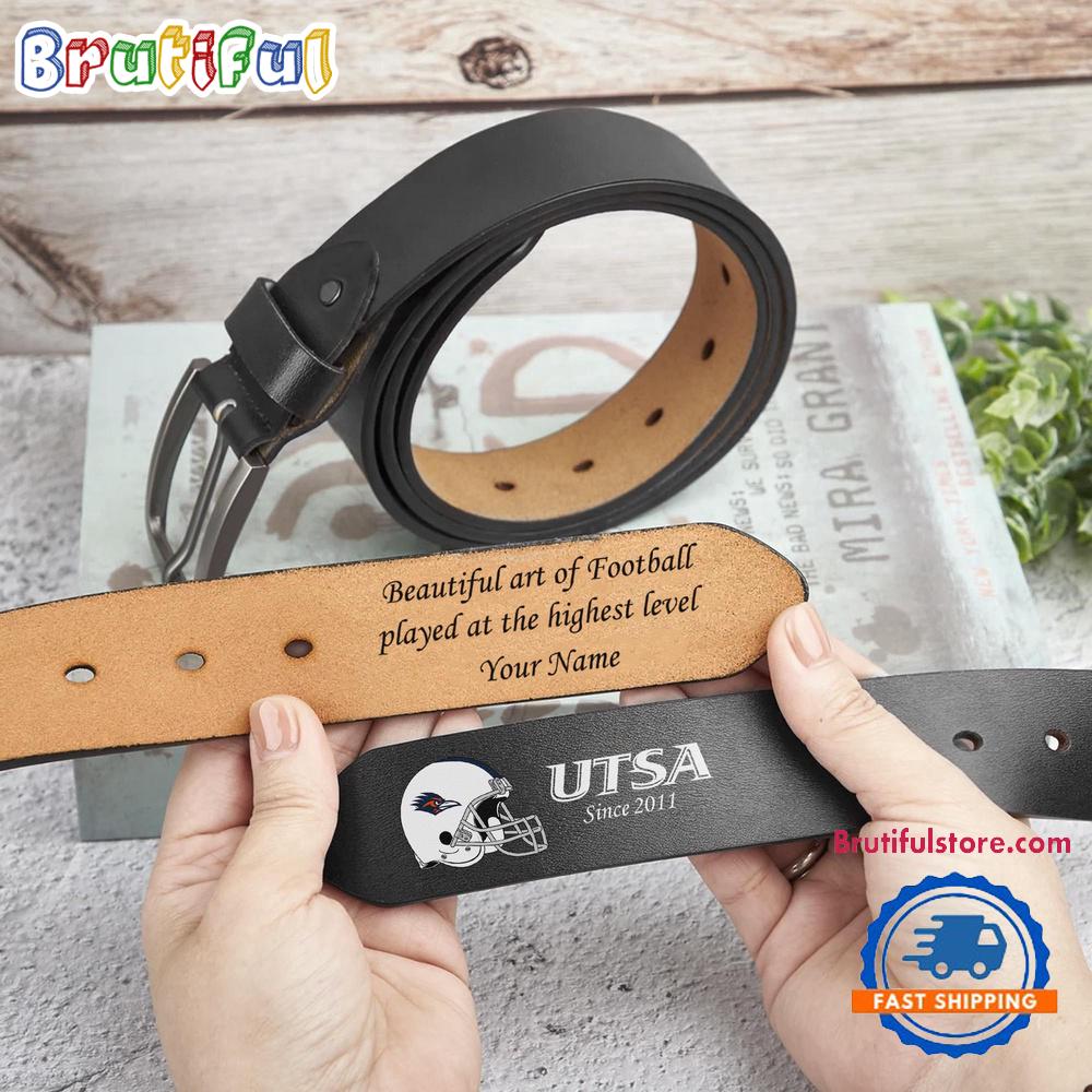 NCAA UTSA Roadrunners Sport Logo Helmets Men's Leather Belt