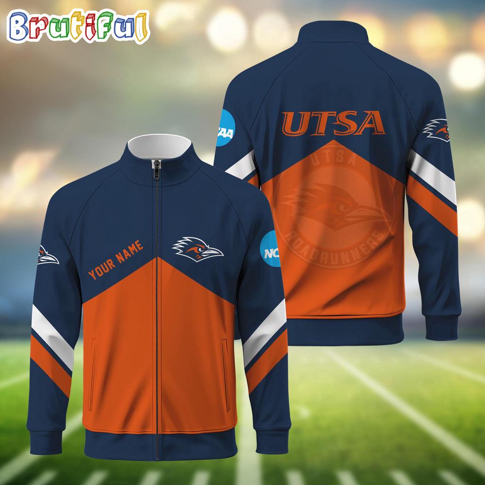 NCAA UTSA Roadrunners Sport Logo Team Personalized Standing Neck Zipper Jacket
