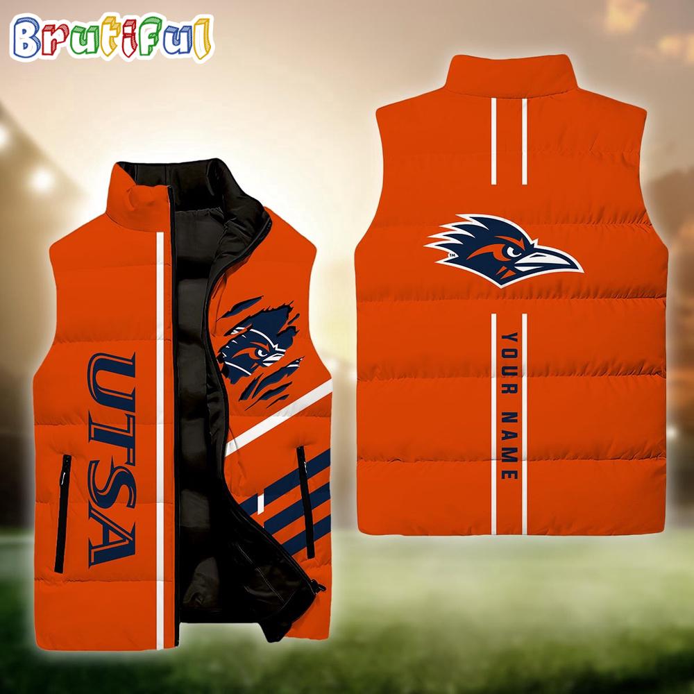 NCAA UTSA Roadrunners Sport Team Personalized Sleeveless Down Puffer Jacket