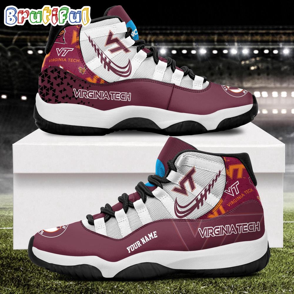 NCAA Virginia Tech Hokies Sport Logo Team Personalized Air Jordan 11 Shoes
