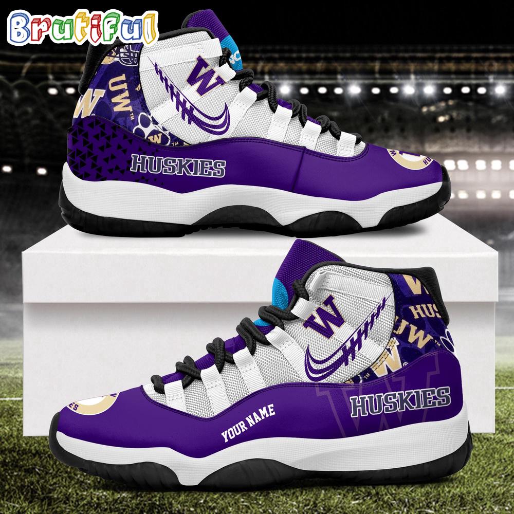 NCAA Washington Huskies Sport Logo Team Personalized Air Jordan 11 Shoes