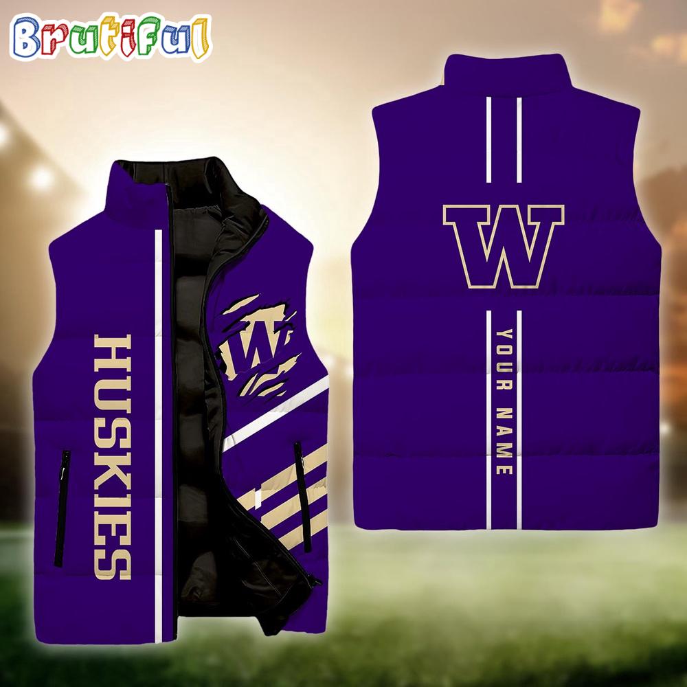 NCAA Washington Huskies Sport Team Personalized Sleeveless Down Puffer Jacket