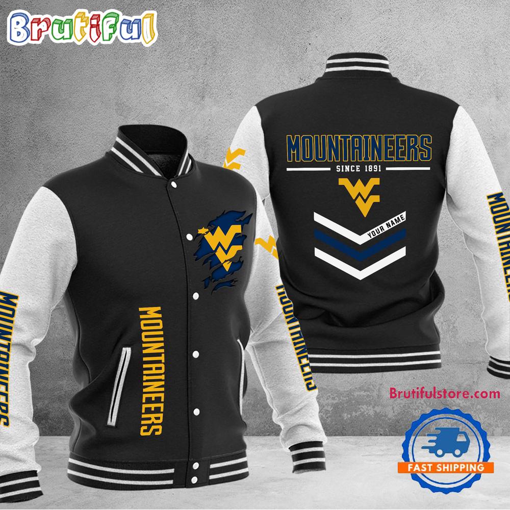 NCAA West Virginia Mountaineers Personalized Sporty Varsity Baseball Jacket