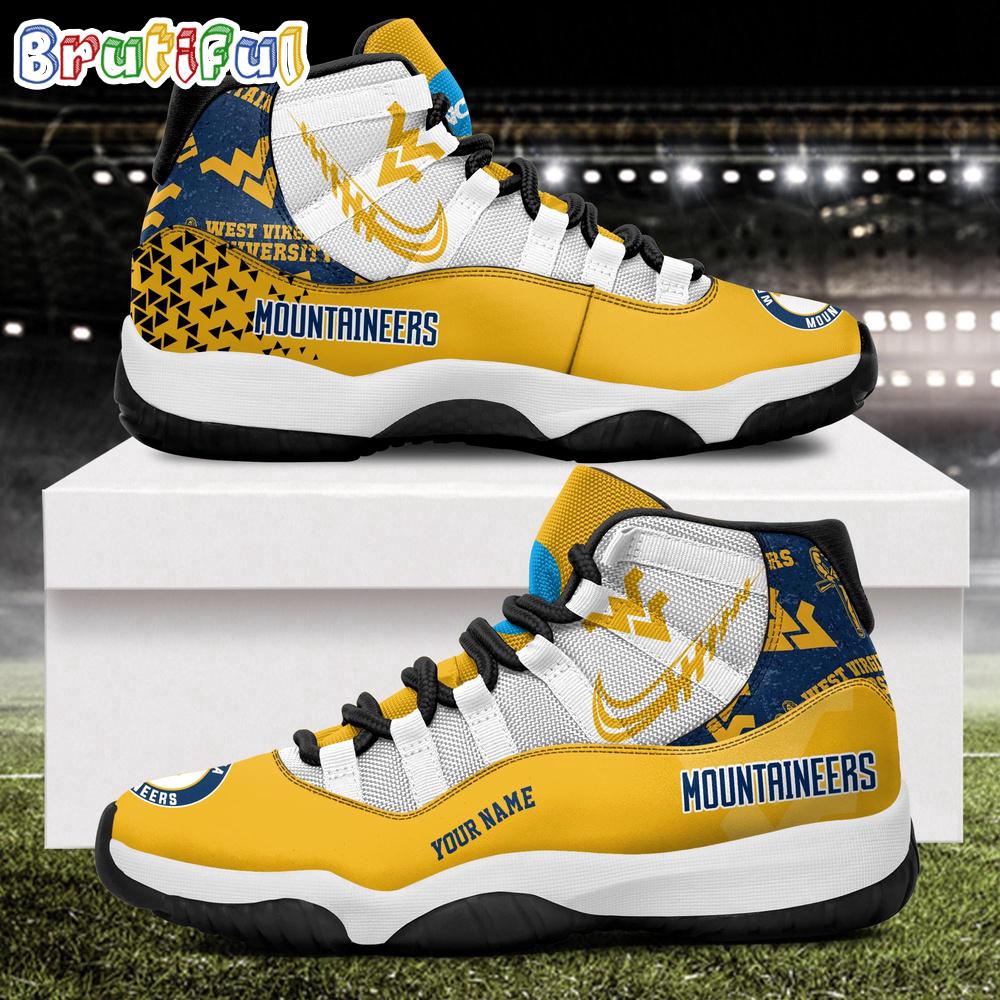 NCAA West Virginia Mountaineers Sport Logo Team Personalized Air Jordan 11 Shoes