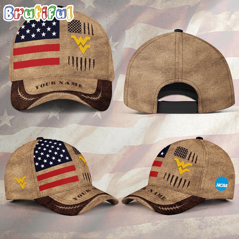 NCAA West Virginia Mountaineers Sport Team Pesonalized American Flag Baseball Cap