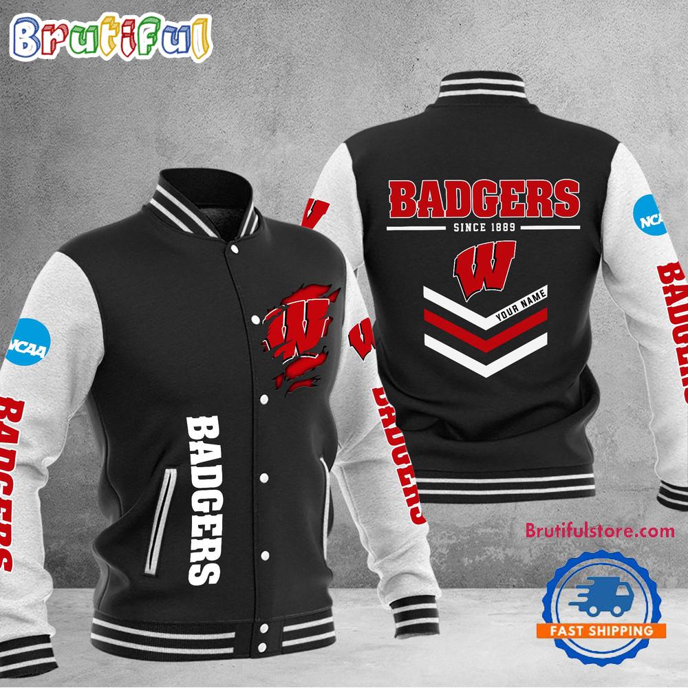 NCAA Wisconsin Badgers Personalized Sporty Varsity Baseball Jacket