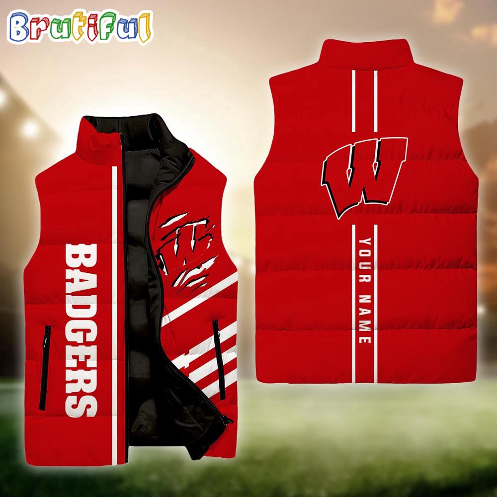 NCAA Wisconsin Badgers Sport Team Personalized Sleeveless Down Puffer Jacket