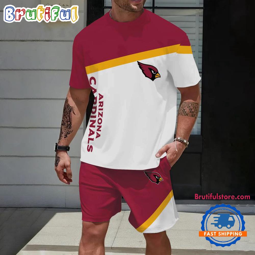 NFL Arizona Cardinals Stripe Pattern Summer T Shirt And Shorts Set