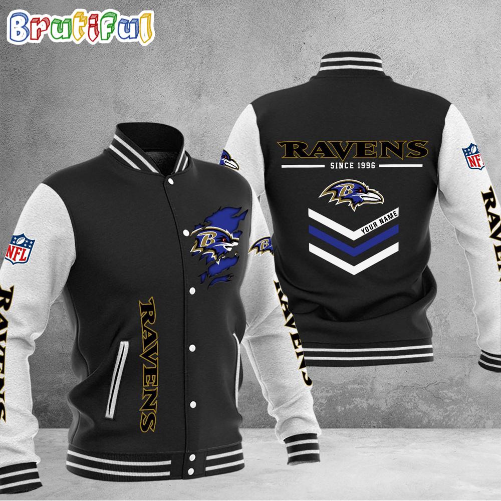 NFL Baltimore Ravens Football Team Personalized Varsity Baseball Jacket