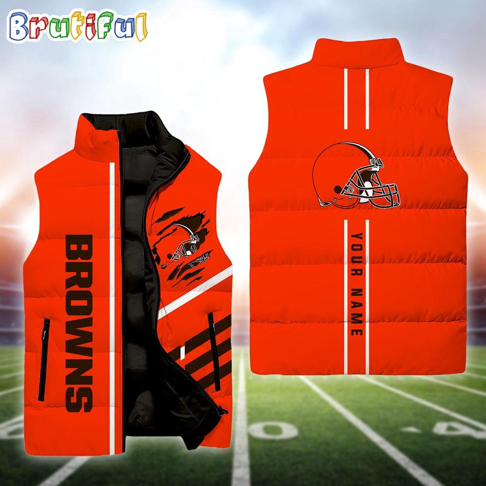 NFL Cleveland Browns Football New Season Personalized Sleeveless Down Puffer Jacket