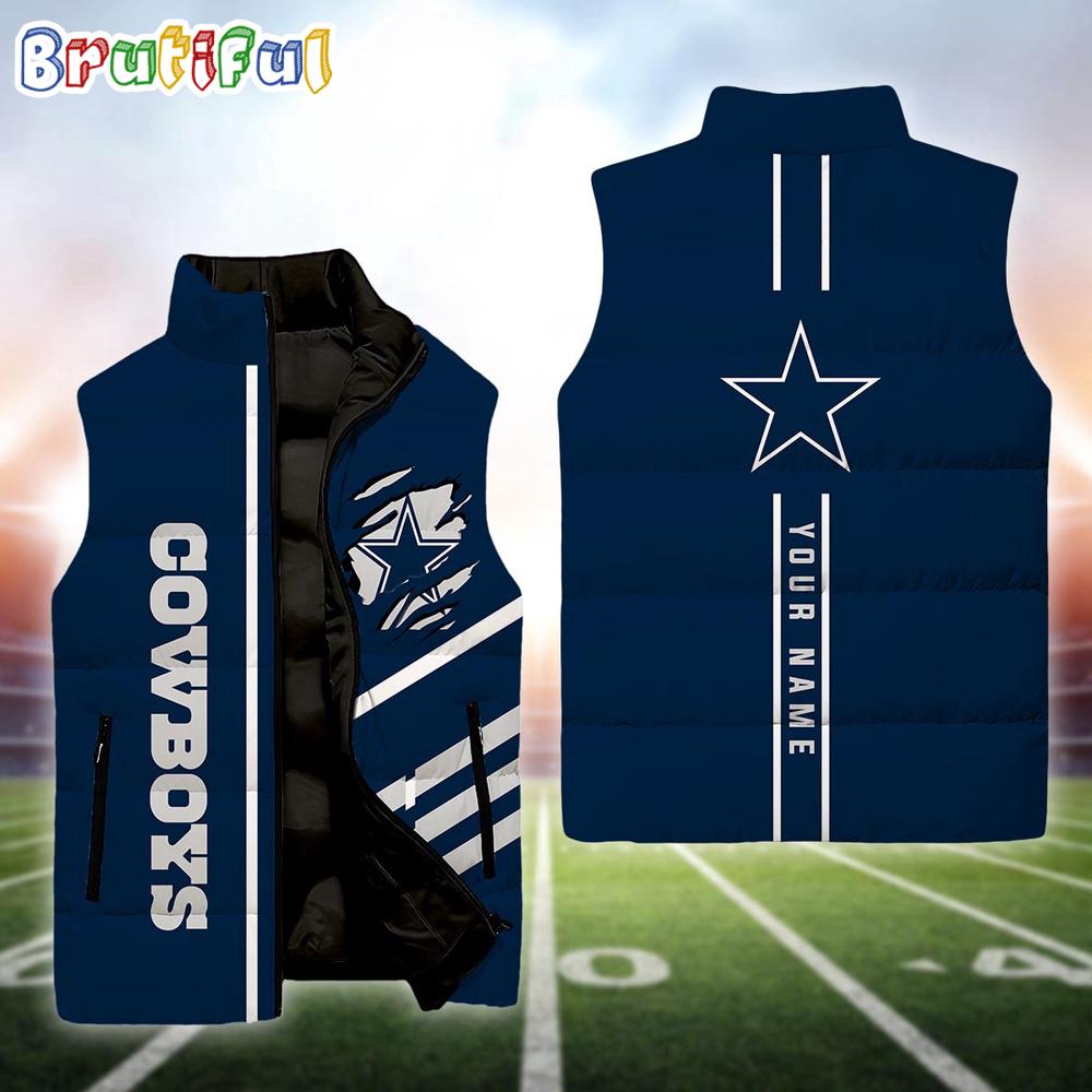 NFL Dallas Cowboys Football New Season Personalized Sleeveless Down Puffer Jacket
