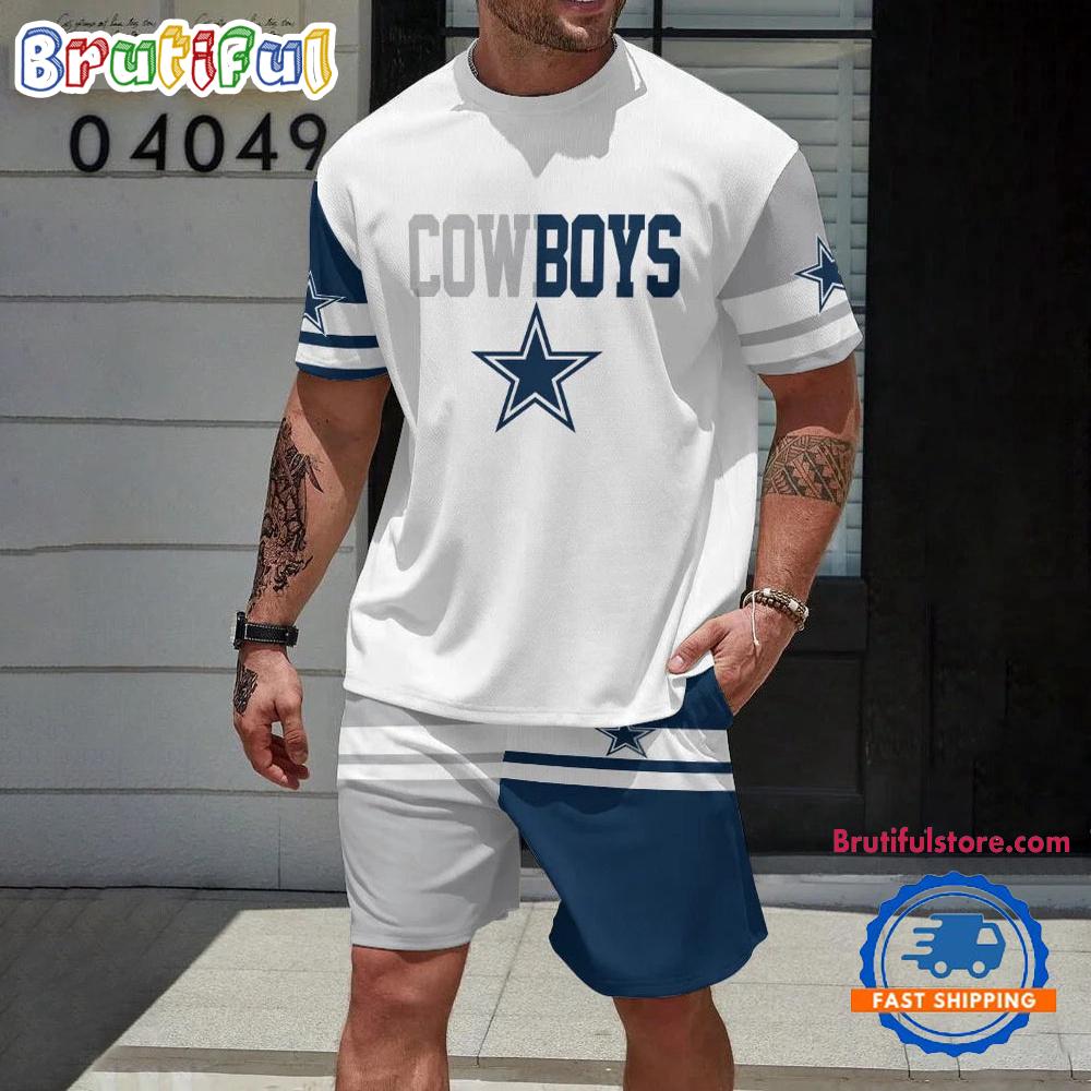 NFL Dallas Cowboys Logo Team Design T Shirt And Shorts Set
