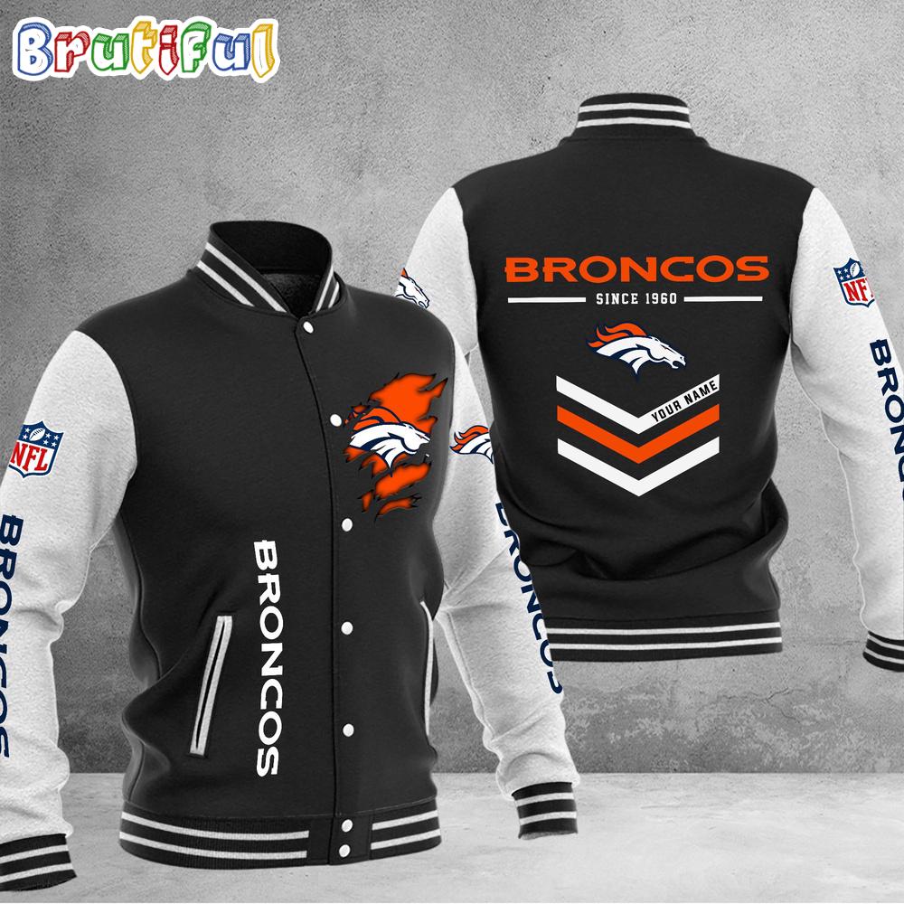 NFL Denver Broncos Football Team Personalized Varsity Baseball Jacket