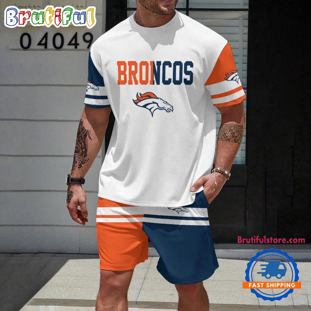 NFL Denver Broncos Logo Team Design T Shirt And Shorts Set
