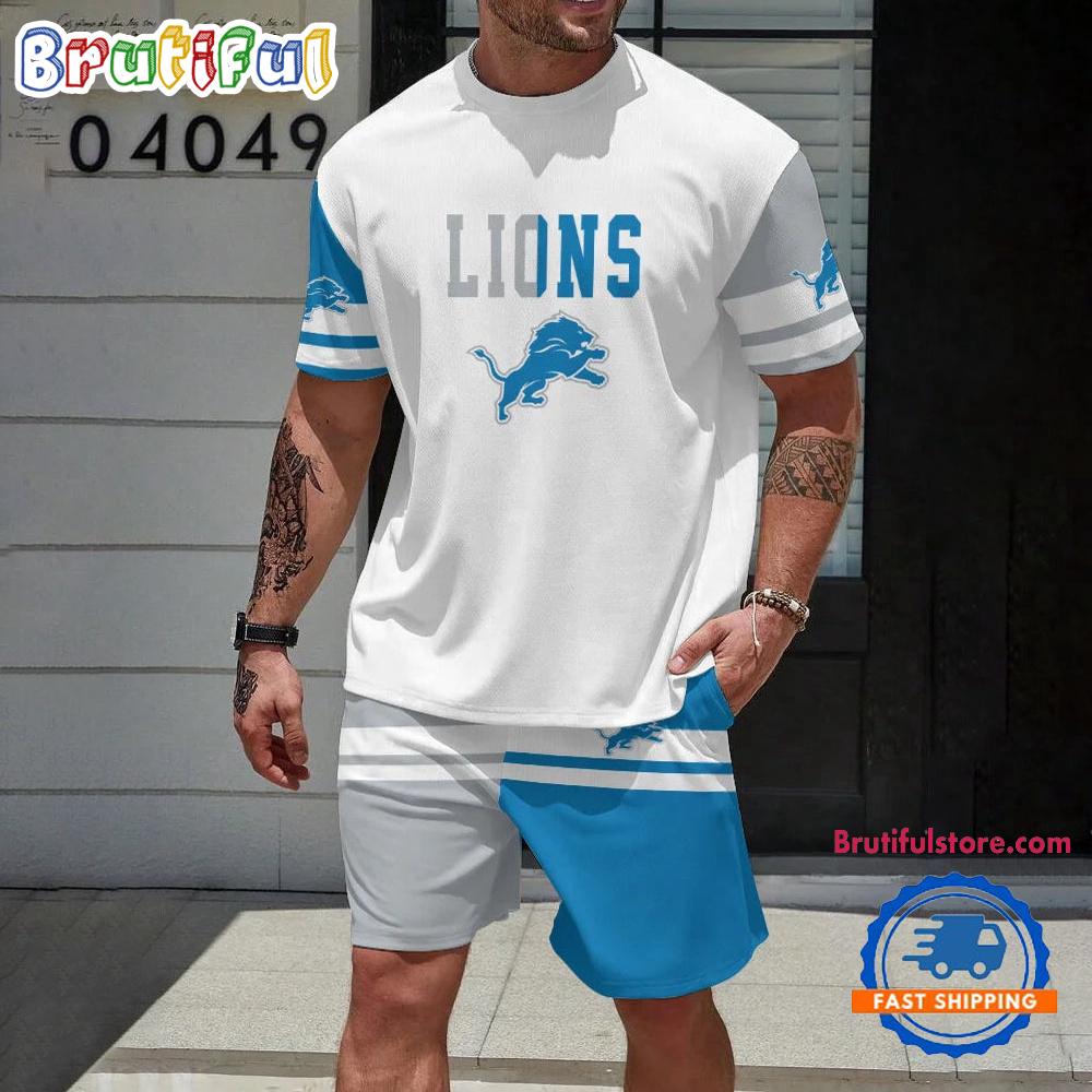 NFL Detroit Lions 3D Printed T Shirt And Shorts Set