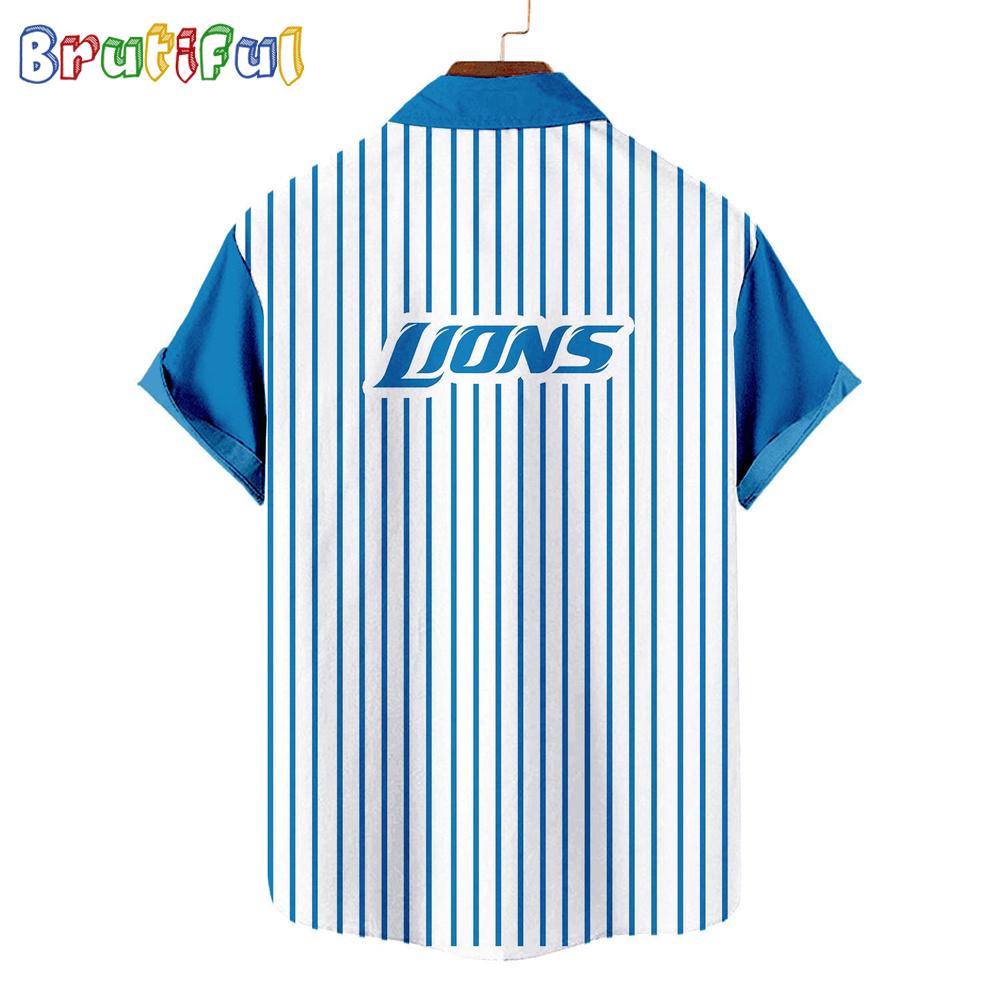 NFL Detroit Lions Classic Retro Mascot Line Summer Beach Hawaiian Shirt
