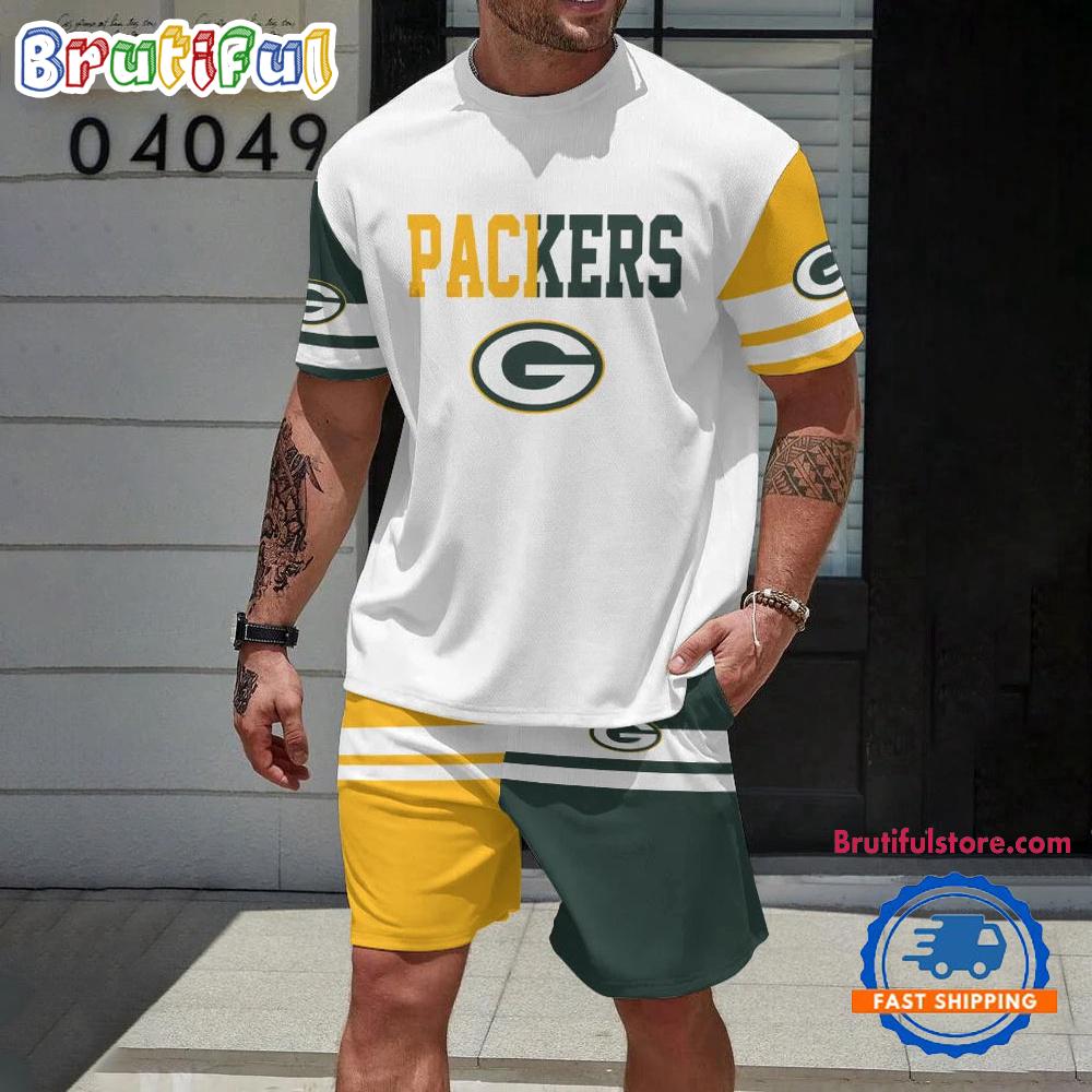 NFL Green Bay Packers Logo Team Design T Shirt And Shorts Set