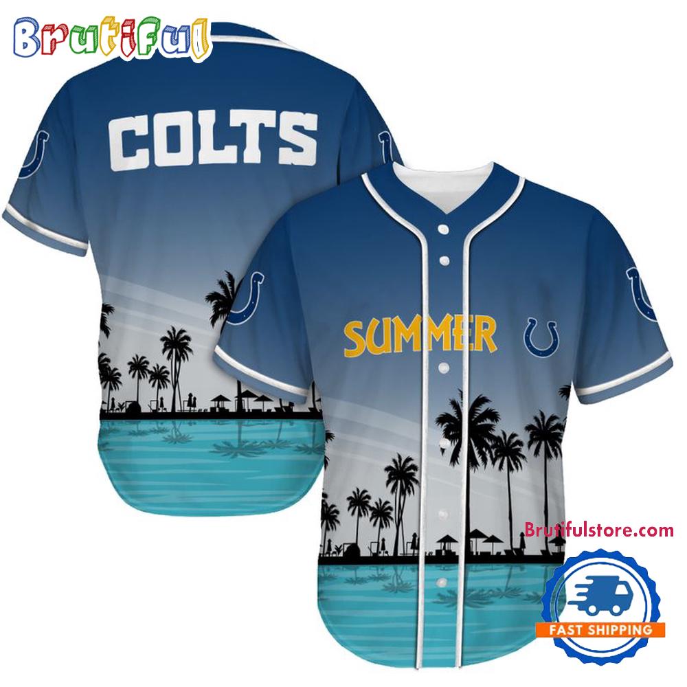 NFL Indianapolis Colts Palm Trees Summer On The Beach Baseball Jersey