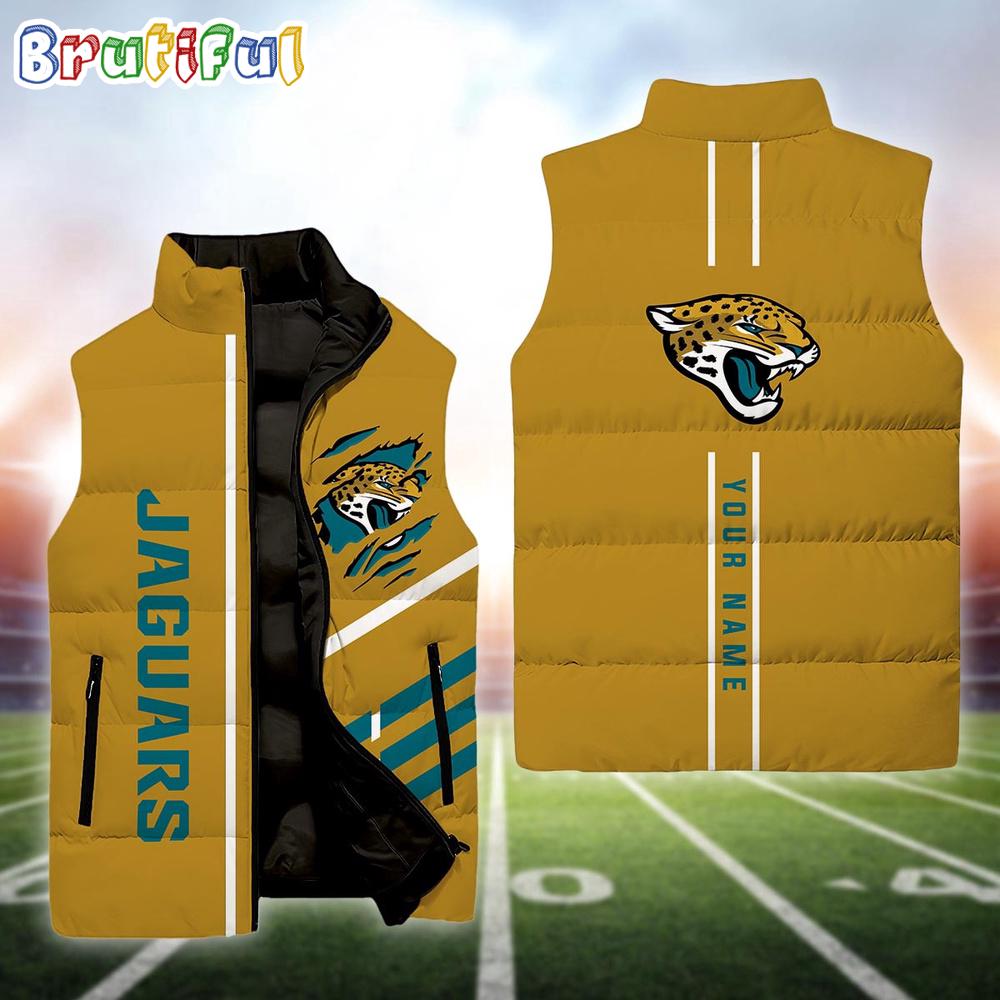 NFL Jacksonville Jaguars Football New Season Personalized Sleeveless Down Puffer Jacket